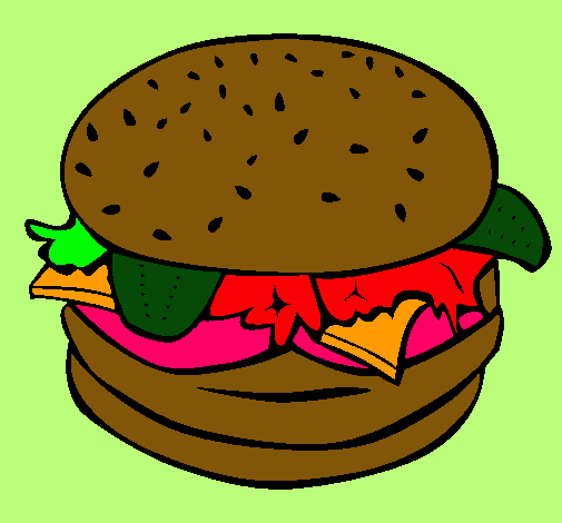 Dibujo Hamburguesa completa pintado por Pantaraya