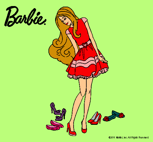 Dibujo Barbie y su colección de zapatos pintado por Saara07
