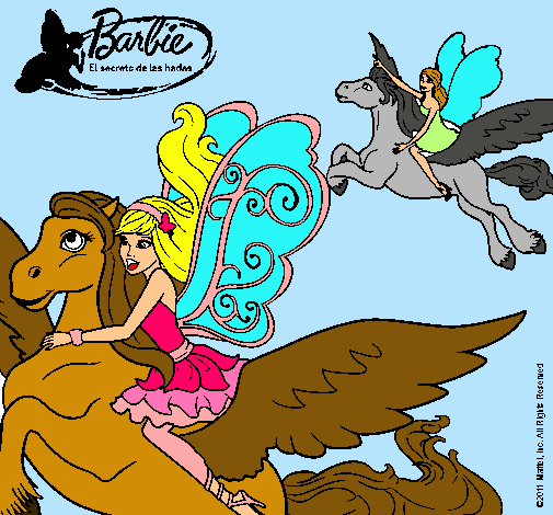 Dibujo Hadas con sus caballos mágicos pintado por Saara07