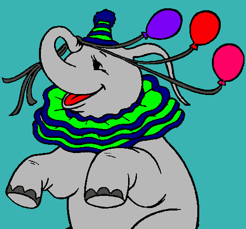 Dibujo Elefante con 3 globos pintado por bea92
