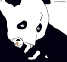 Dibujo Oso panda con su cria pintado por 1l0v3