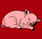 Dibujo Cerdo durmiendo pintado por gordolindo