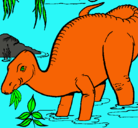 Dibujo Dinosaurio comiendo pintado por Brunito