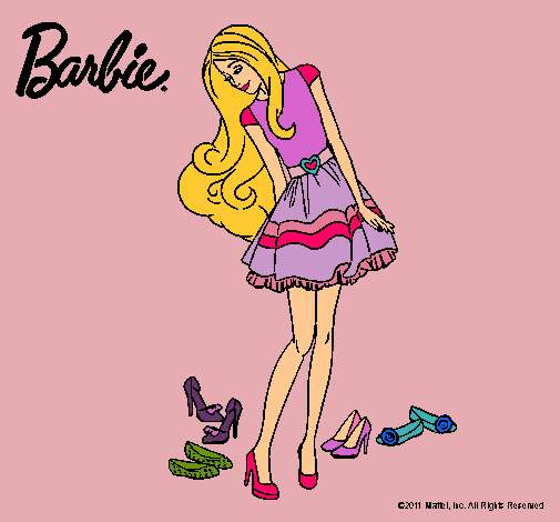 Dibujo Barbie y su colección de zapatos pintado por terenoa2