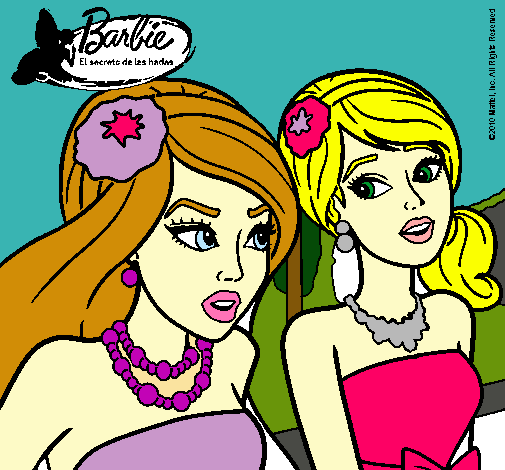 Dibujo Barbie y su amiga pintado por andrea10