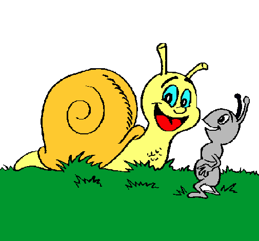 Dibujo Caracol y hormiguita pintado por Elys