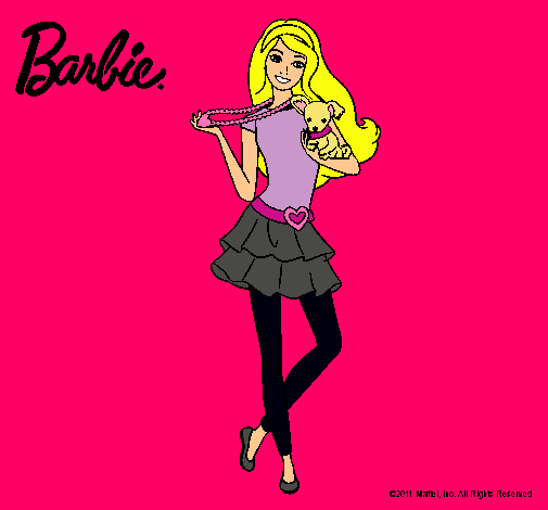 Dibujo Barbie y su mascota pintado por patry1234