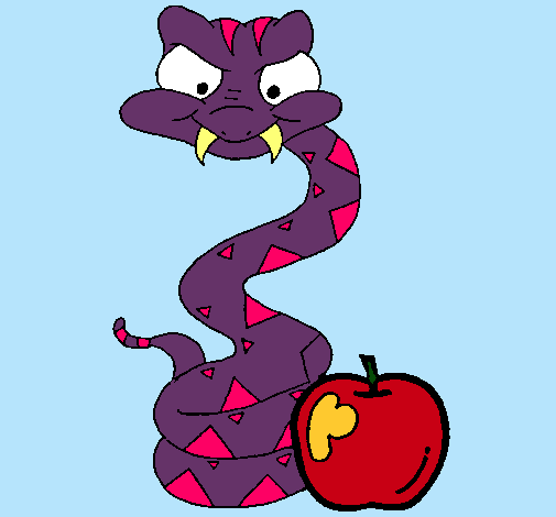 Dibujo Serpiente y manzana pintado por vctoria