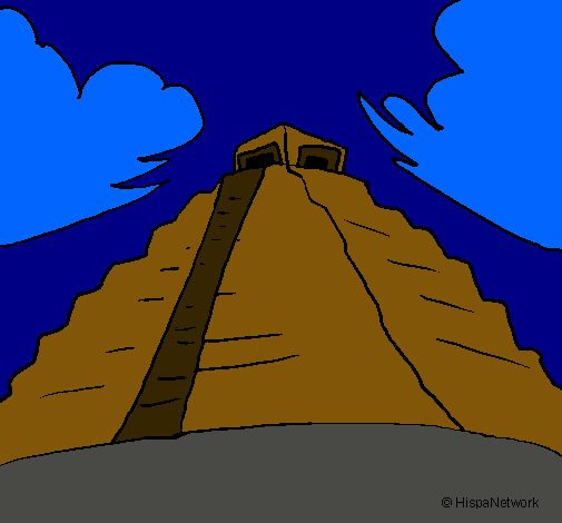 Dibujo Templo Chichén Itzá pintado por Pantaraya