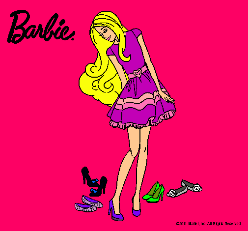 Dibujo Barbie y su colección de zapatos pintado por patry1234