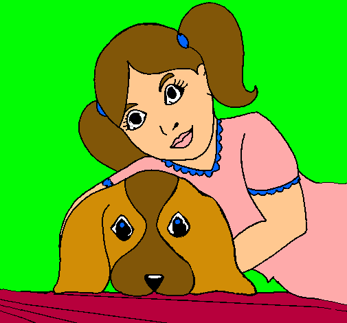 Dibujo Niña abrazando a su perro pintado por bea92