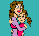 Dibujo Madre e hija abrazadas pintado por madre