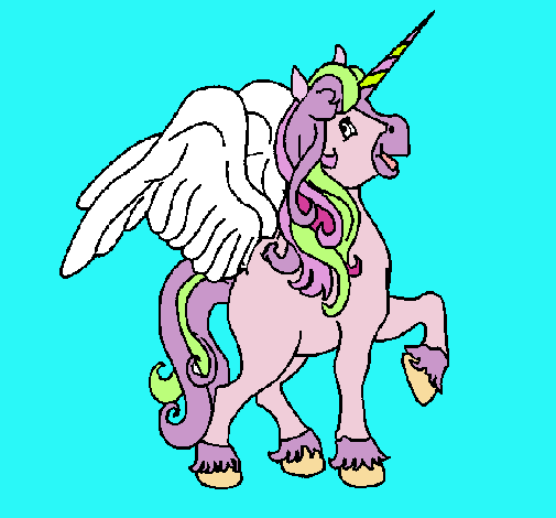 Dibujo Unicornio con alas pintado por nachi