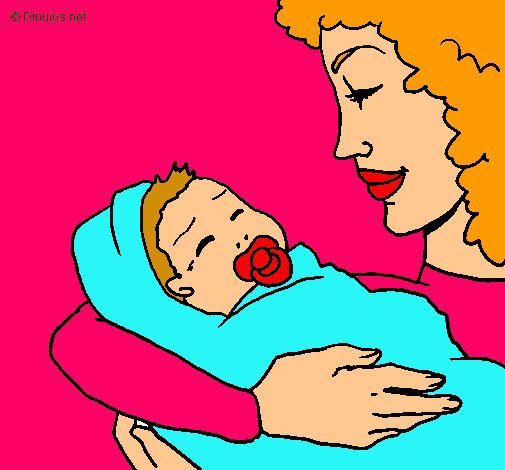 Dibujo Madre con su bebe II pintado por albica