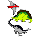 Dibujo Tres clases de dinosaurios pintado por hyyftytgftrf