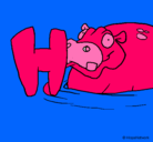 Dibujo Hipopótamo pintado por yossi