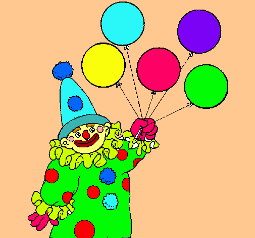 Dibujo Payaso con globos pintado por esf_24