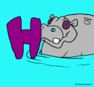 Dibujo Hipopótamo pintado por fercharivera