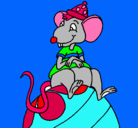 Dibujo Ratón encima de pelota pintado por Mavii