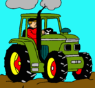 Dibujo Tractor en funcionamiento pintado por blog