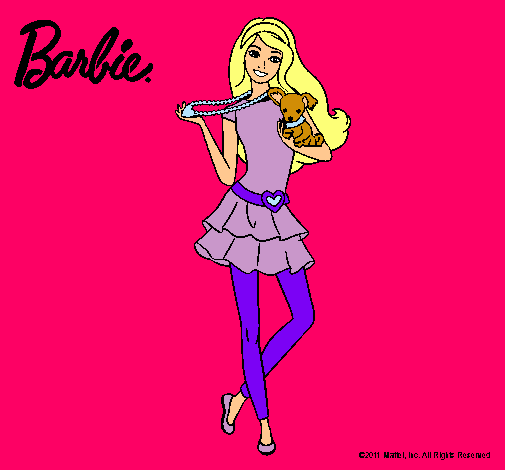 Dibujo Barbie y su mascota pintado por victoria223