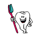 Dibujo Muela y cepillo de dientes pintado por shikis