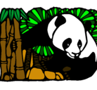 Dibujo Oso panda y bambú pintado por javituprimo