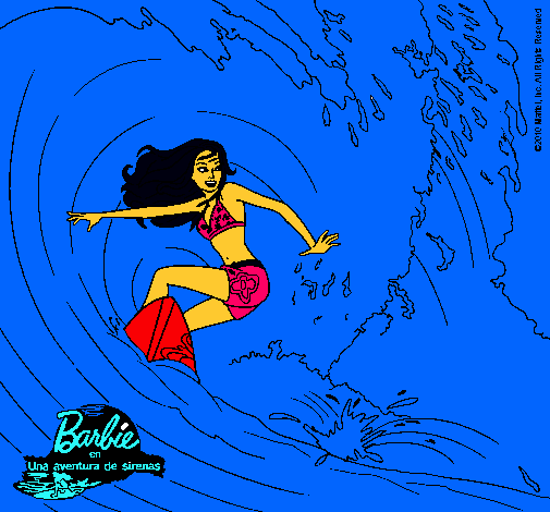 Dibujo Barbie practicando surf pintado por vidrerenca