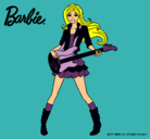 Dibujo Barbie guitarrista pintado por brillantina