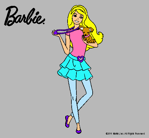 Dibujo Barbie y su mascota pintado por Yoovi