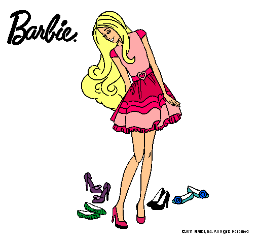 Dibujo Barbie y su colección de zapatos pintado por sara14009