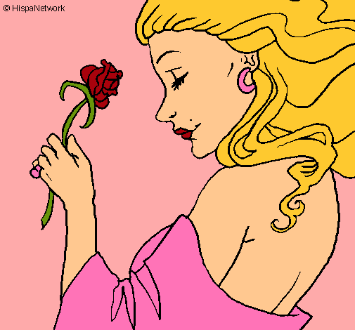 Dibujo Princesa con una rosa pintado por Linamalia