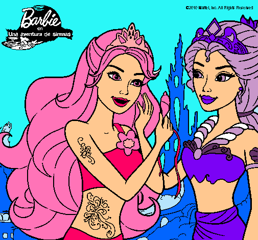 Dibujo Barbie se despiede de la reina sirena pintado por Lasmitica