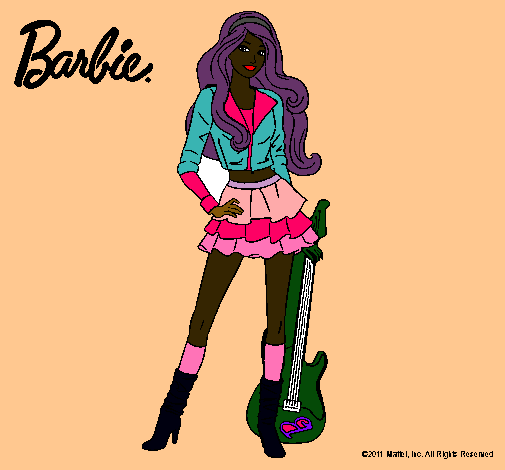 Dibujo Barbie rockera pintado por cilia