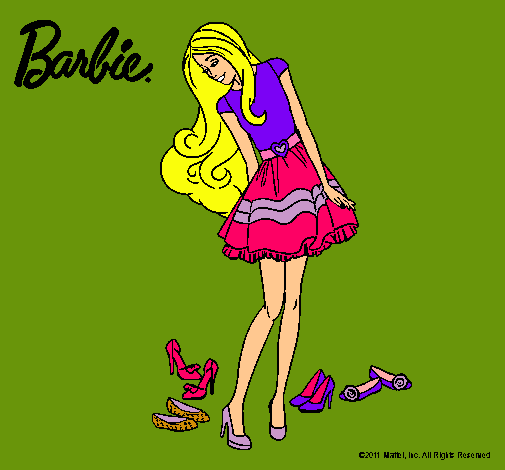 Dibujo Barbie y su colección de zapatos pintado por Yoovi