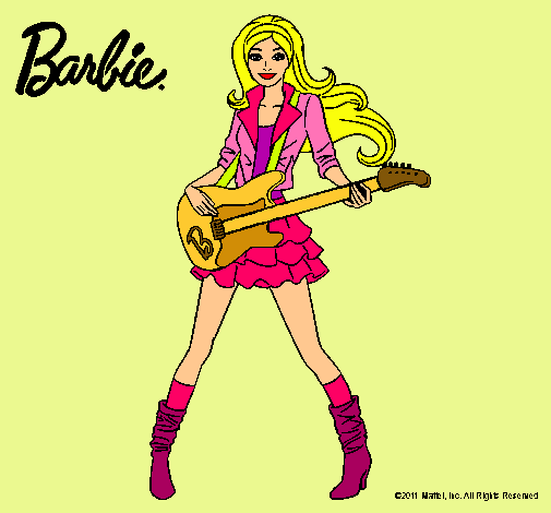 Dibujo Barbie guitarrista pintado por Loren