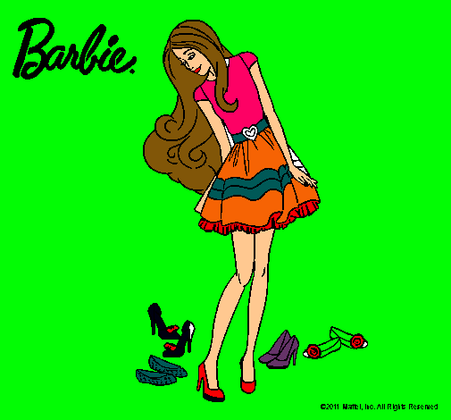 Dibujo Barbie y su colección de zapatos pintado por hebi