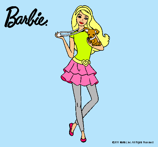 Dibujo Barbie y su mascota pintado por Lasmitica