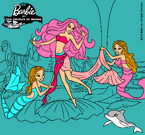 Dibujo Barbie con sirenas pintado por Lasmitica