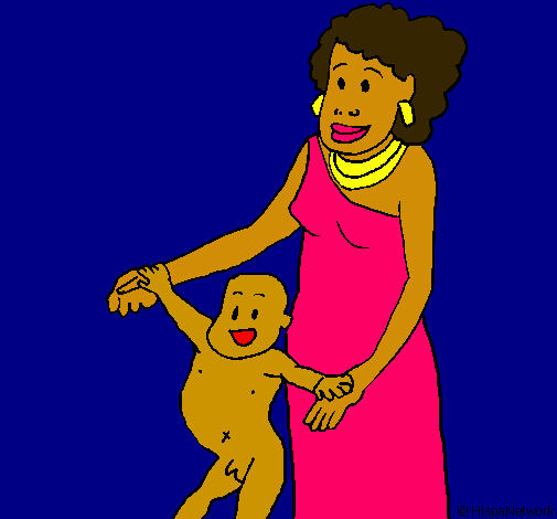 Dibujo Madre e hijo de Guinea pintado por Negogar
