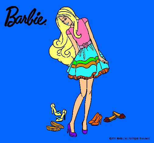 Dibujo Barbie y su colección de zapatos pintado por alejadri