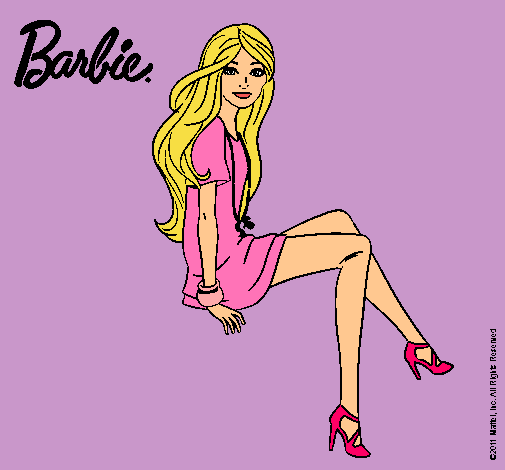 Dibujo Barbie sentada pintado por sariih