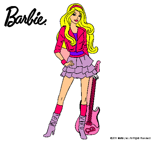 Dibujo Barbie rockera pintado por caissa98