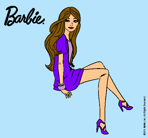 Dibujo Barbie sentada pintado por Cacahuete