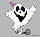 Dibujo Fantasma con sombrero de fiesta pintado por Looo