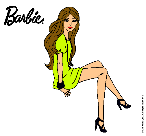 Dibujo Barbie sentada pintado por Laida