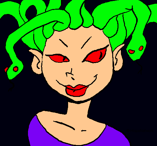 Dibujo Mujer medusa pintado por pinguino28