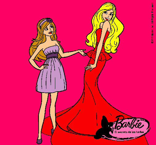 Dibujo Barbie estrena vestido pintado por lunamay