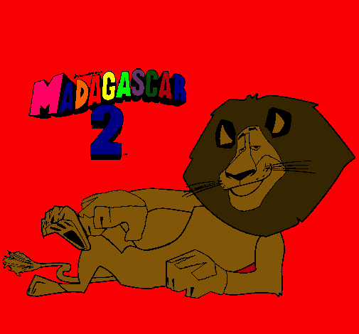Dibujo Madagascar 2 Alex pintado por dracula