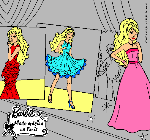 Dibujo Barbie, desfilando por la pasarela pintado por Lasmitica